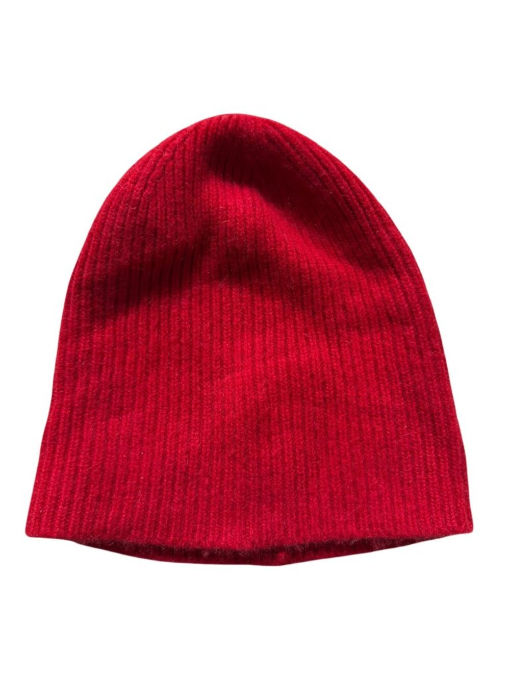 Uniqlo 100% Cashmere Ribbed Knit Beanie Hat Red Unisex Luxury Soft